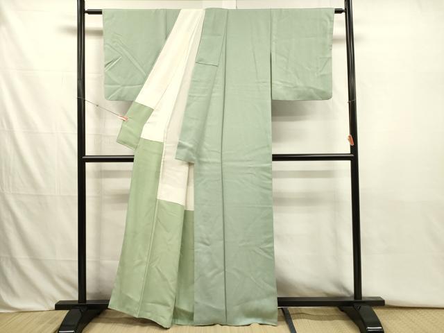 平和屋着物■上質な色無地　作家物　霞地紋　薄青色　正絹　逸品　DABJ2775ya