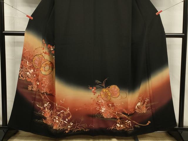 平和屋着物■豪華黒留袖　花鼓文　暈し染め　金彩　正絹　逸品　DABJ2782ya