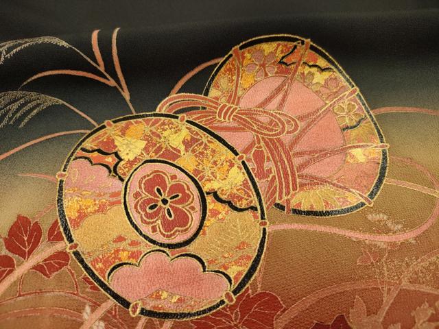 平和屋着物■豪華黒留袖　花鼓文　暈し染め　金彩　正絹　逸品　DABJ2782ya