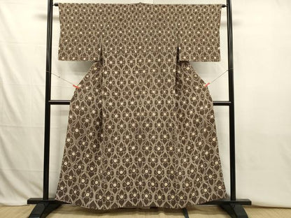 平和屋着物■上質な小紋　抽象花文　鹿の子　正絹　逸品　DABJ2783ya
