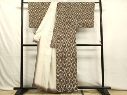 平和屋着物■上質な小紋　抽象花文　鹿の子　正絹　逸品　DABJ2783ya
