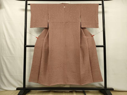平和屋着物■上質な色無地　草葉地紋　焦香色　正絹　逸品　DABJ2787ya