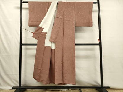 平和屋着物■上質な色無地　草葉地紋　焦香色　正絹　逸品　DABJ2787ya