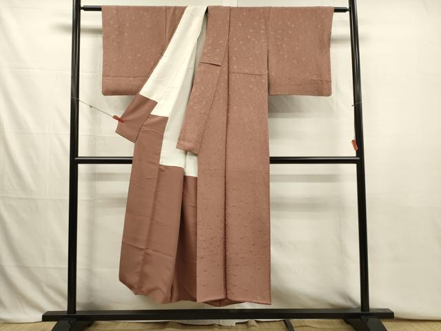 平和屋着物■上質な色無地　草葉地紋　焦香色　正絹　逸品　DABJ2787ya