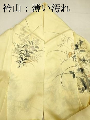 平和屋着物■上質な小紋　手描き　草花文　正絹　逸品　DABJ2788ya