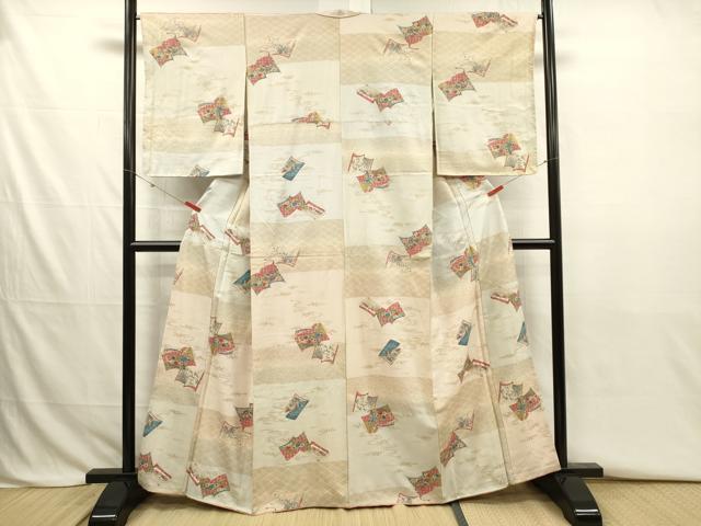 平和屋着物■上質な小紋　冊子風景花文　金彩　正絹　逸品　未使用　DABJ2790ya