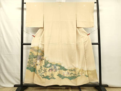 平和屋着物■豪華色留袖　寿光織　風景人物文　金糸　正絹　逸品　DABJ2791ya
