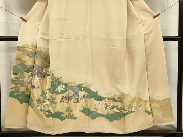 平和屋着物■豪華色留袖　寿光織　風景人物文　金糸　正絹　逸品　DABJ2791ya