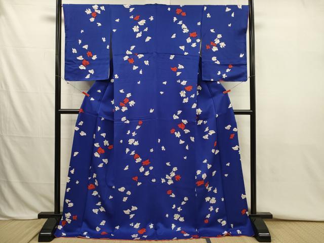 平和屋着物■上質な小紋　舞花文　ロング丈　正絹　逸品　DABJ2796ya