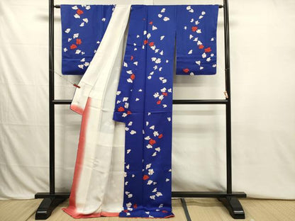 平和屋着物■上質な小紋　舞花文　ロング丈　正絹　逸品　DABJ2796ya