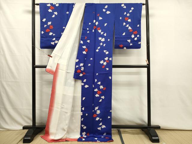 平和屋着物■上質な小紋　舞花文　ロング丈　正絹　逸品　DABJ2796ya