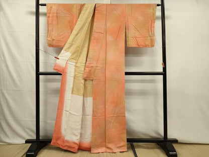 平和屋着物■上質な小紋　抽象花文　暈し染め　正絹　逸品　DABJ2802ya
