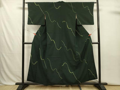平和屋着物■上質な小紋　幾何学文　銀糸　正絹　逸品　DABJ2806ya