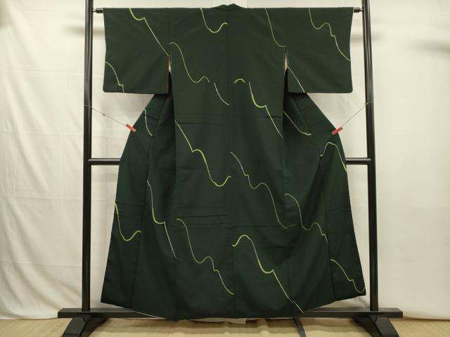 平和屋着物■上質な小紋　幾何学文　銀糸　正絹　逸品　DABJ2806ya
