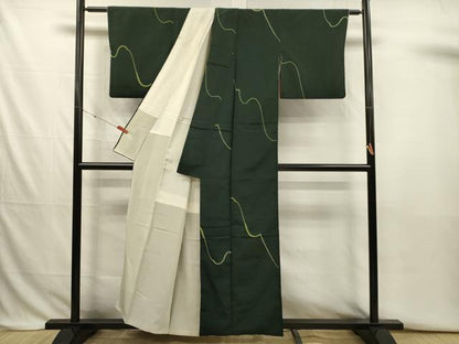 平和屋着物■上質な小紋　幾何学文　銀糸　正絹　逸品　DABJ2806ya