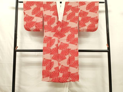 平和屋着物■長襦袢　無双仕立て　扇面文　鹿の子　正絹　逸品　DABJ2808ya