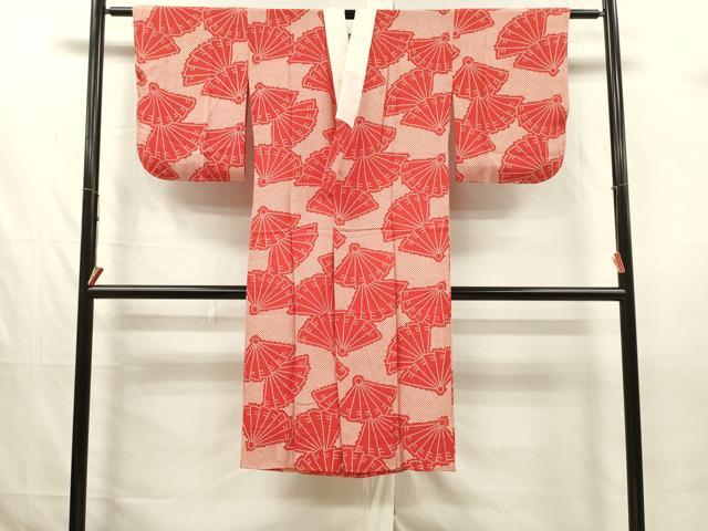 平和屋着物■長襦袢　無双仕立て　扇面文　鹿の子　正絹　逸品　DABJ2808ya