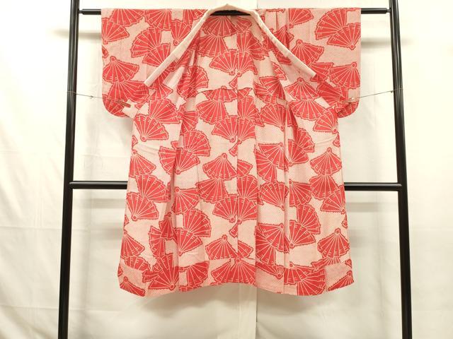 平和屋着物■長襦袢　無双仕立て　扇面文　鹿の子　正絹　逸品　DABJ2808ya