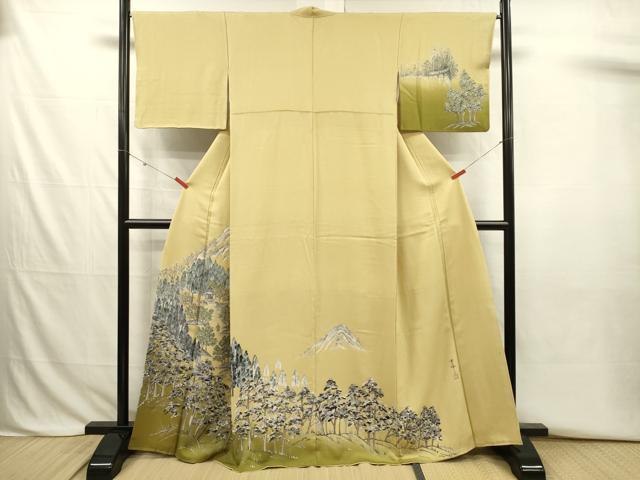 平和屋着物■訪問着　作家物　手描き　風景人物文　暈し染め　正絹　逸品　DABJ2812ya