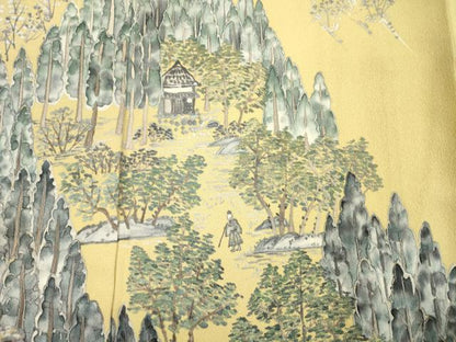 平和屋着物■訪問着　作家物　手描き　風景人物文　暈し染め　正絹　逸品　DABJ2812ya