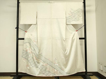 平和屋着物■訪問着　絞り　道長花文　金銀彩　正絹　逸品　DABJ2813ya