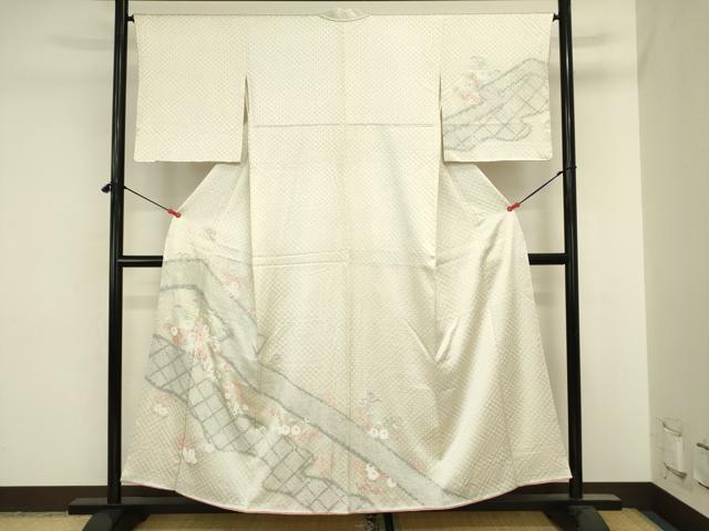 平和屋着物■訪問着　絞り　道長花文　金銀彩　正絹　逸品　DABJ2813ya