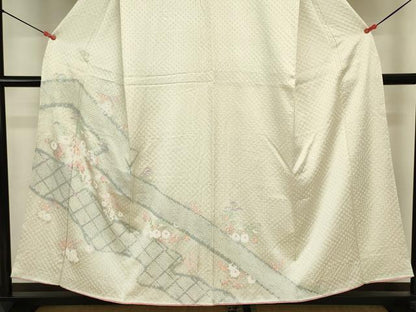 平和屋着物■訪問着　絞り　道長花文　金銀彩　正絹　逸品　DABJ2813ya