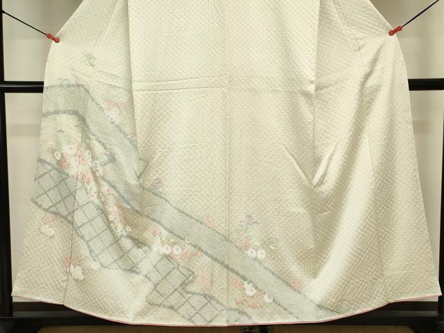 平和屋着物■訪問着　絞り　道長花文　金銀彩　正絹　逸品　DABJ2813ya