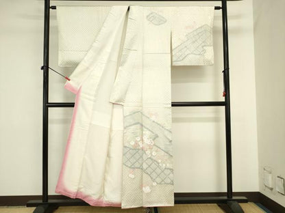 平和屋着物■訪問着　絞り　道長花文　金銀彩　正絹　逸品　DABJ2813ya