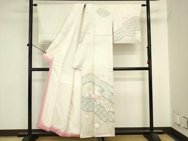 平和屋着物■訪問着　絞り　道長花文　金銀彩　正絹　逸品　DABJ2813ya
