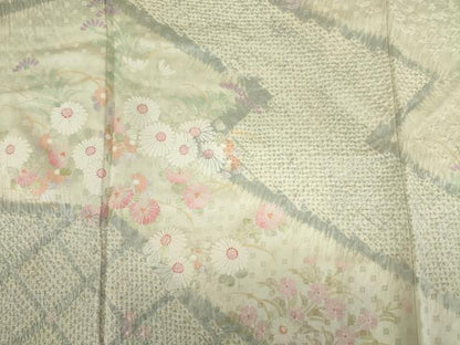 平和屋着物■訪問着　絞り　道長花文　金銀彩　正絹　逸品　DABJ2813ya