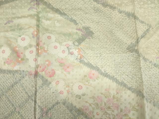 平和屋着物■訪問着　絞り　道長花文　金銀彩　正絹　逸品　DABJ2813ya