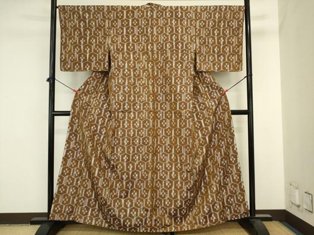 平和屋着物■上質な紬　亀甲花文　正絹　逸品　DABJ2814ya