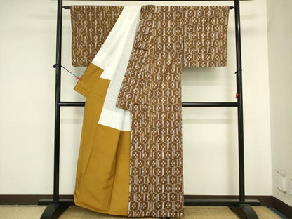 平和屋着物■上質な紬　亀甲花文　正絹　逸品　DABJ2814ya