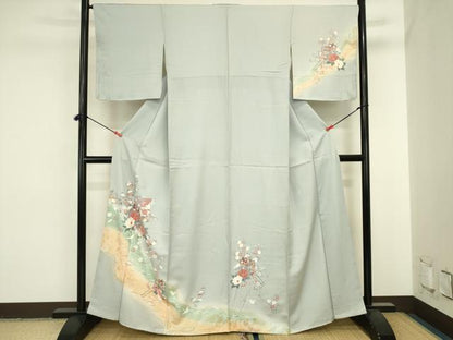 平和屋着物■訪問着　飛鶴御所車花文　暈し染め　金彩　正絹　逸品　DABJ2815ya