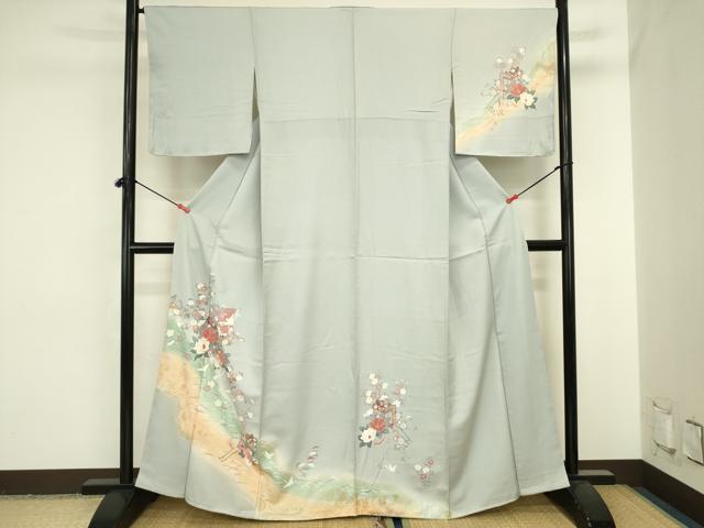 平和屋着物■訪問着　飛鶴御所車花文　暈し染め　金彩　正絹　逸品　DABJ2815ya
