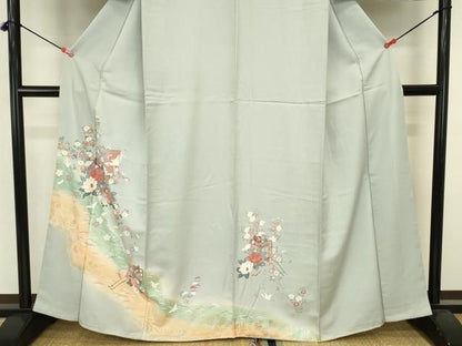 平和屋着物■訪問着　飛鶴御所車花文　暈し染め　金彩　正絹　逸品　DABJ2815ya