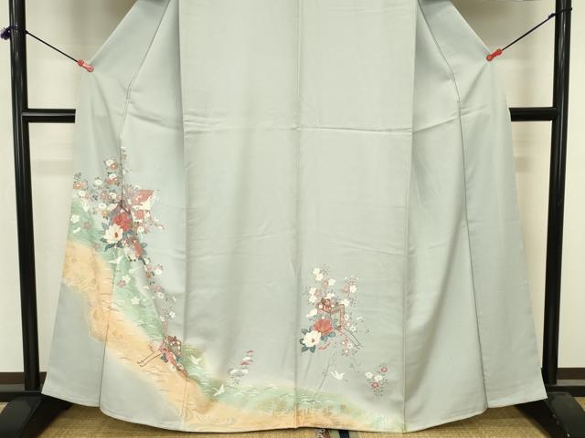 平和屋着物■訪問着　飛鶴御所車花文　暈し染め　金彩　正絹　逸品　DABJ2815ya