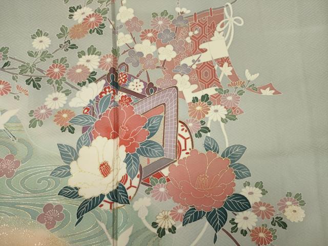 平和屋着物■訪問着　飛鶴御所車花文　暈し染め　金彩　正絹　逸品　DABJ2815ya