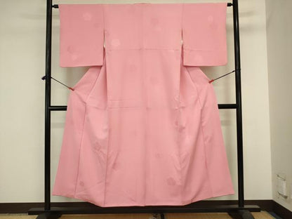 平和屋着物■上質な色無地　舞花地紋　薄紅色　正絹　逸品　DABJ2816ya
