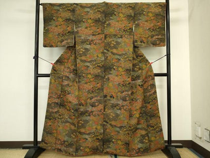 平和屋着物■上質な小紋　流水草花文　枝梅　正絹　逸品　DABJ2828ya