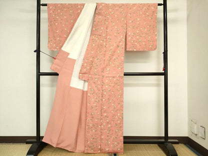 平和屋着物■上質な小紋　草花文　金彩　正絹　逸品　DABJ2829ya