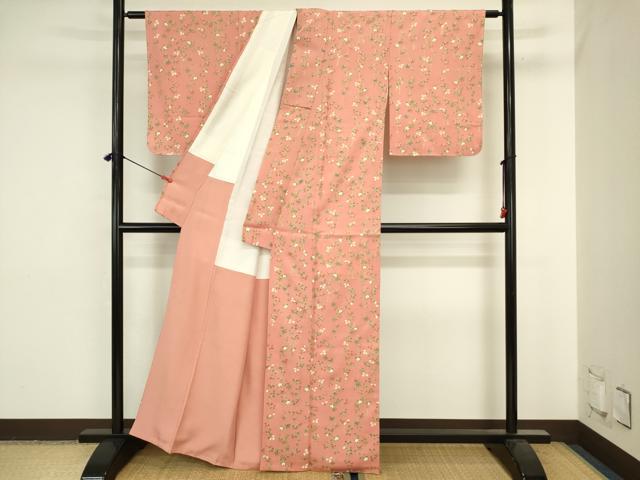 平和屋着物■上質な小紋　草花文　金彩　正絹　逸品　DABJ2829ya