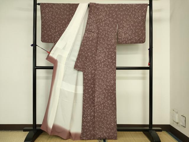 平和屋着物■上質な小紋　枝花文　暈し染め　正絹　逸品　DABJ2830ya