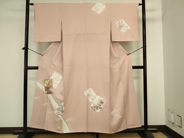 平和屋着物■訪問着　刺繍　渡橋花文　金彩　正絹　逸品　DABJ2831ya