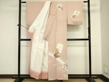 平和屋着物■訪問着　刺繍　渡橋花文　金彩　正絹　逸品　DABJ2831ya