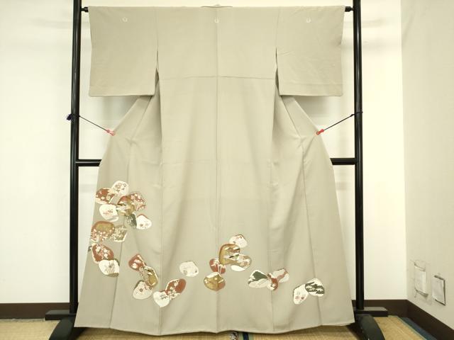 平和屋着物■豪華色留袖　駒刺繍　貝合わせ風景花文　金彩　正絹　逸品　DABJ2832ya