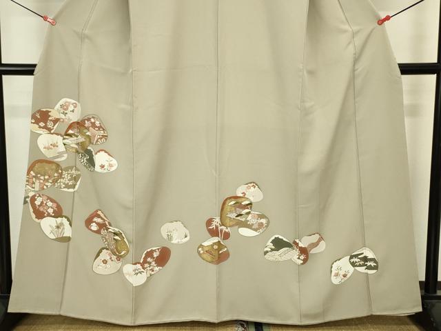 平和屋着物■豪華色留袖　駒刺繍　貝合わせ風景花文　金彩　正絹　逸品　DABJ2832ya