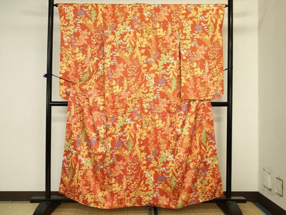 平和屋着物■小振袖　二尺袖　草花文　やまと誂製　正絹　逸品　DABJ2837ya