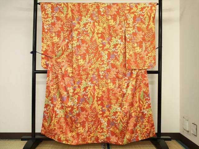 平和屋着物■小振袖　二尺袖　草花文　やまと誂製　正絹　逸品　DABJ2837ya